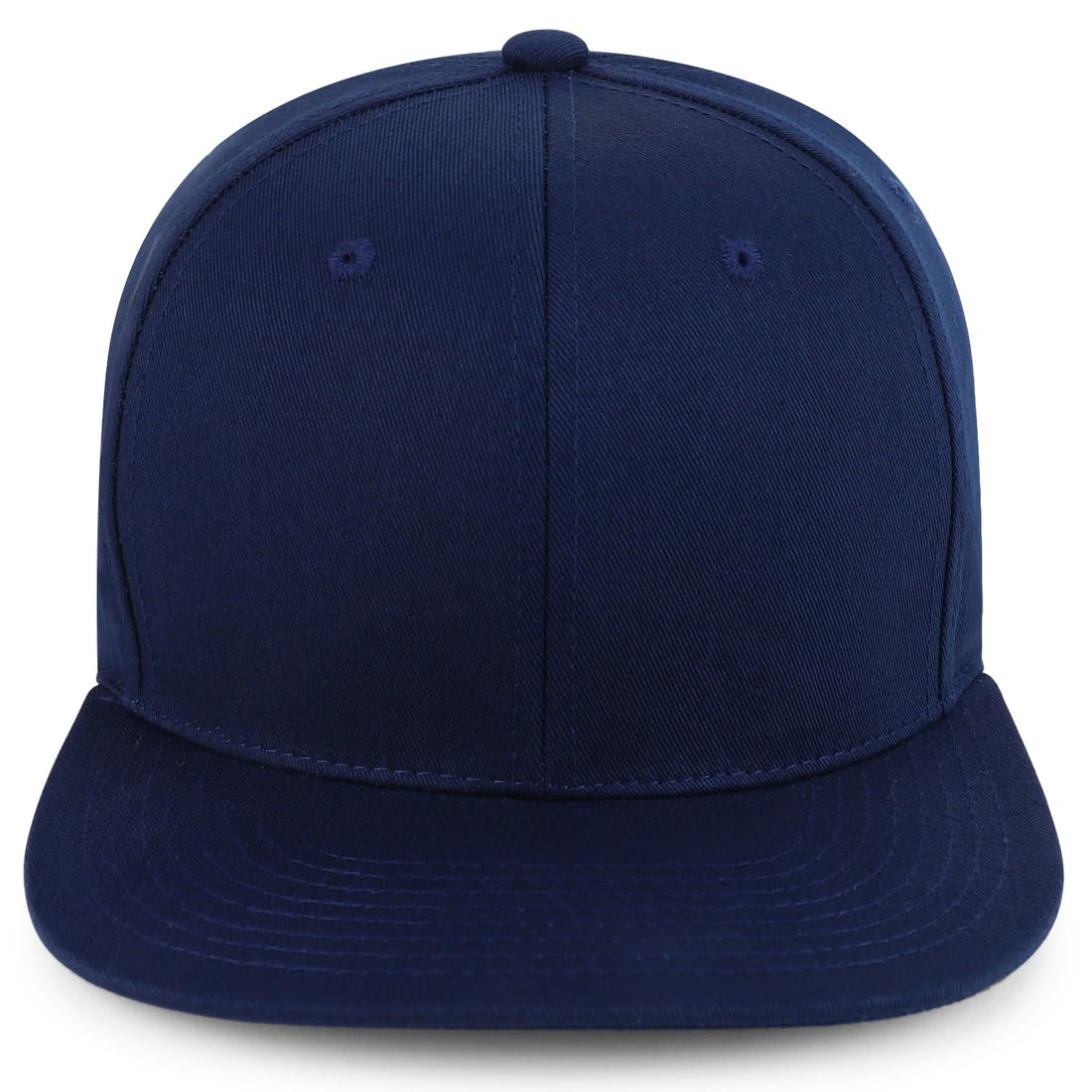 Trendy Apparel Shop 100% Cotton Plain Structured 6 Panels Flatbill Snapback Baseball Cap