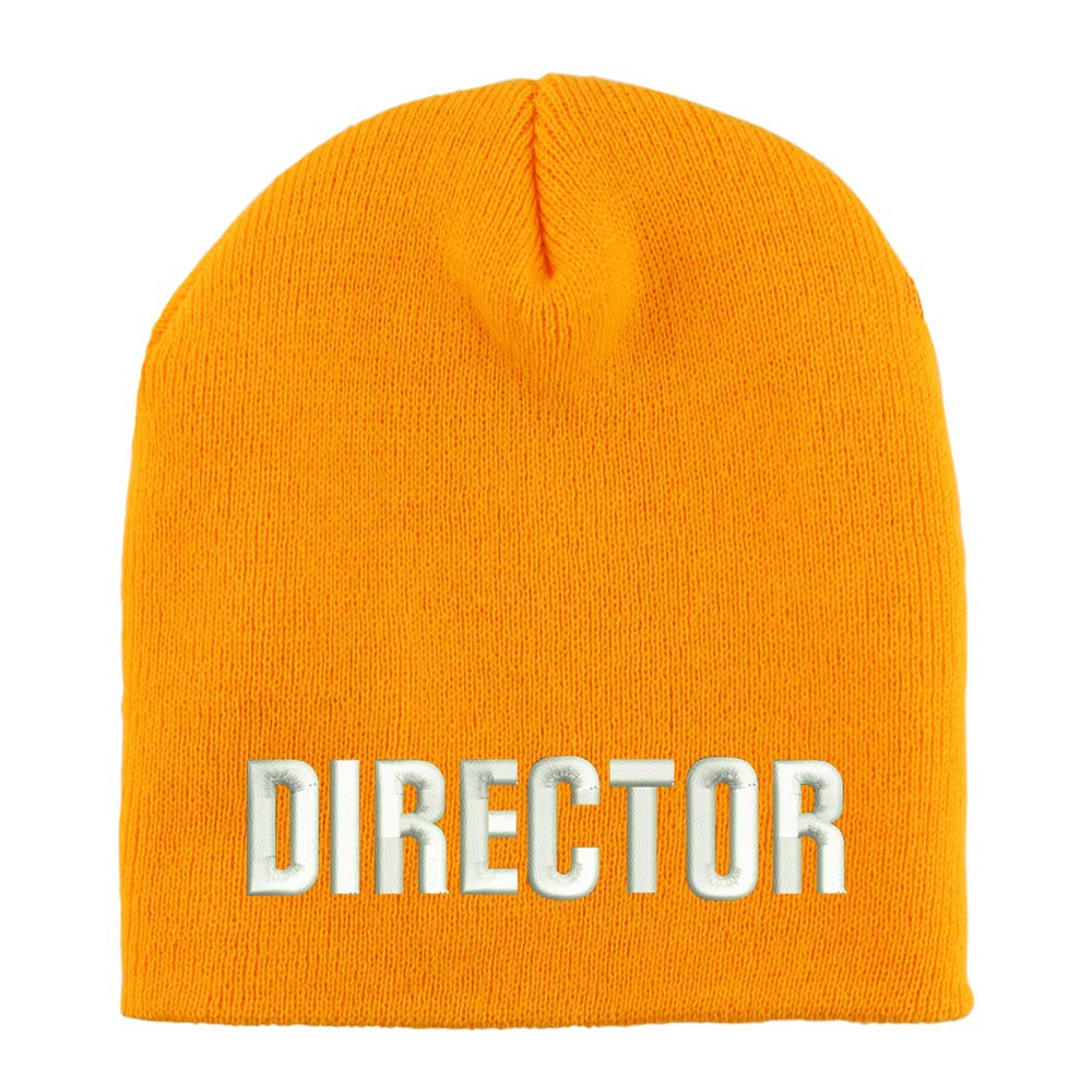 Trendy Apparel Shop Director Embroidered Made in USA Short Acrylic Knit Winter Beanie Hat