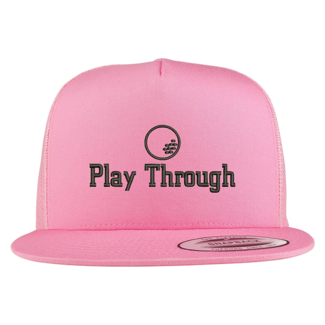 Trendy Apparel Shop Golf Play Through Embroidered 5 Panel Flatbill Trucker Mesh Cap