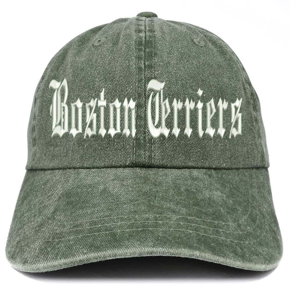 Trendy Apparel Shop Old English Boston Terriers Washed Pigment Dyed Baseball Cap