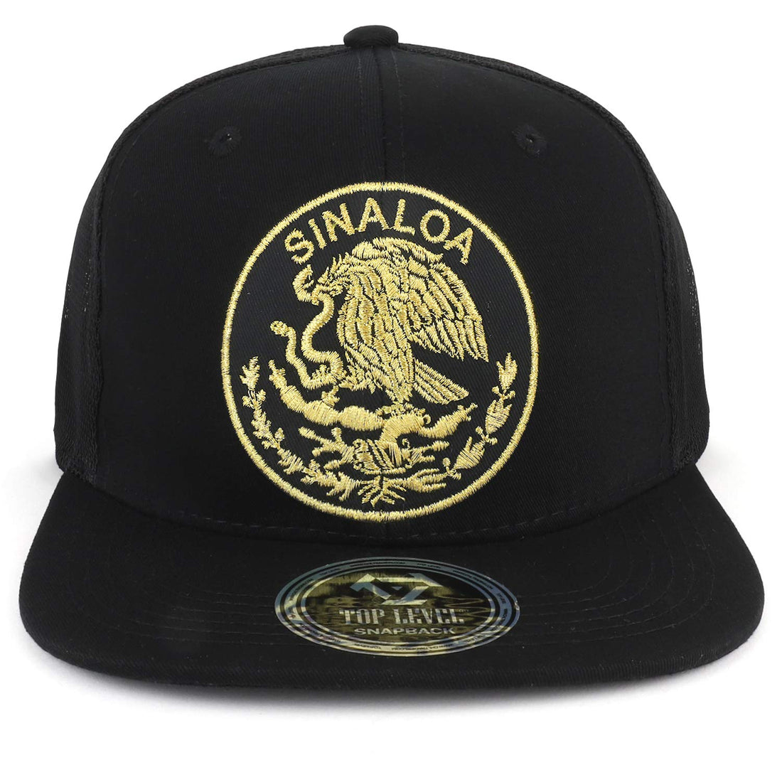 Trendy Apparel Shop City of Mexico Eagle Embroidered Flatbill Trucker Mesh Cap