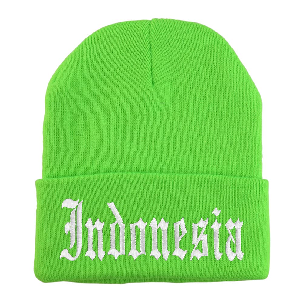 Trendy Apparel Shop Indonesia Old English Embroidered Long Cuff Beanie