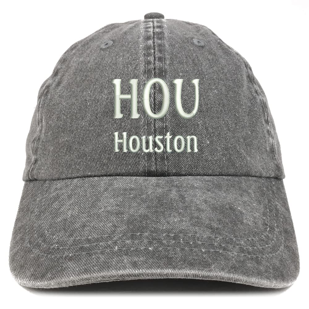 Trendy Apparel Shop HOU Houston Embroidered Pigment Dyed Washed Baseball Cap