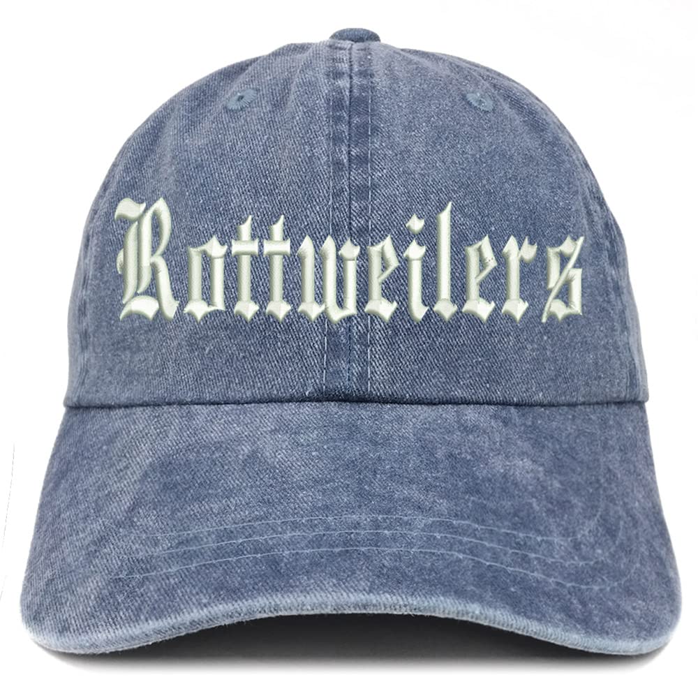 Trendy Apparel Shop Old English Rottweilers Washed Pigment Dyed Baseball Cap