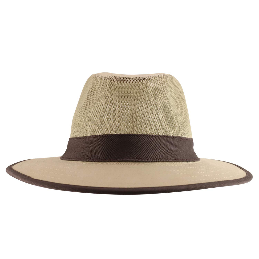 Trendy Apparel Shop Men's Cotton Canvas Mesh Crown Wide Brim Fedora Ha