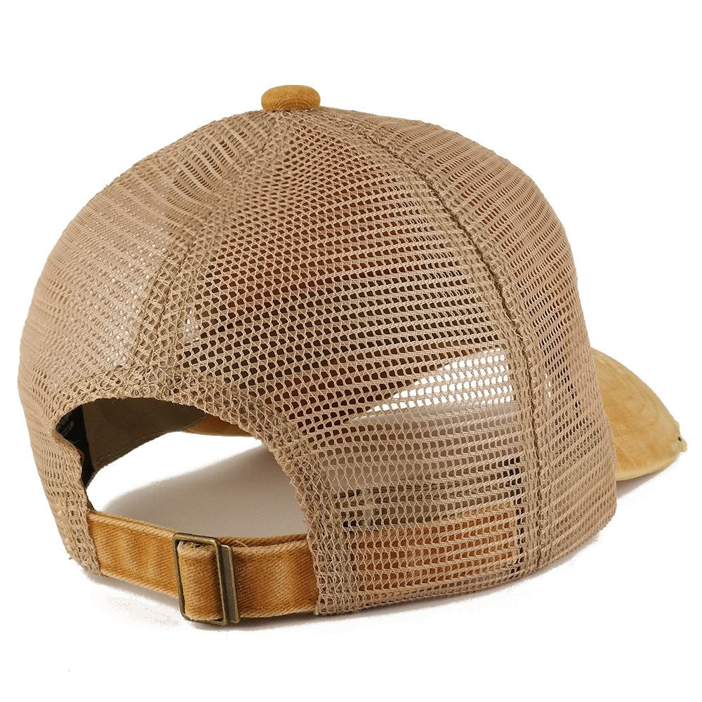 Trendy Apparel Shop Number 7 Patch Frayed Bill Trucker Mesh Back Cap