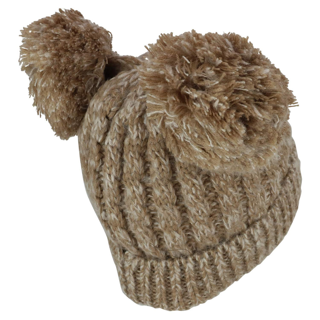Trendy Apparel Shop Pom Pom Ears Winter Cable Knit Cuff Long Beanie