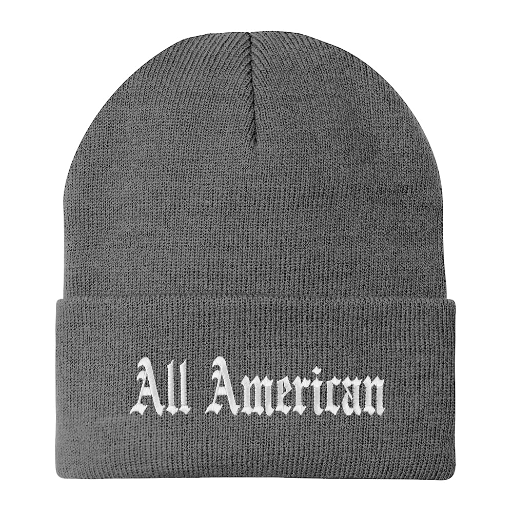 Trendy Apparel Shop All American Old English Embroidered Long Cuff Beanie