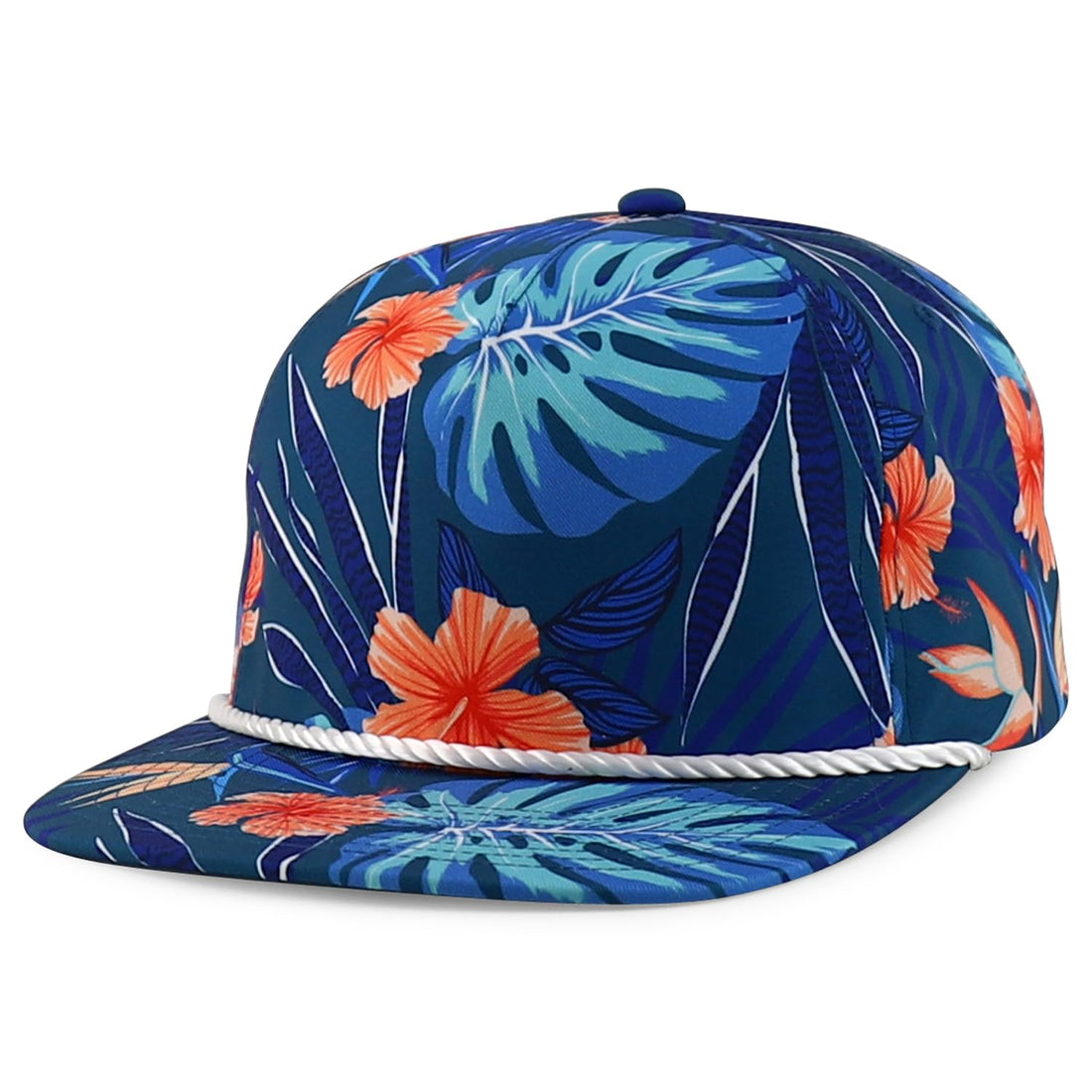 Trendy Apparel Shop Floral Print Unstructured 5 Panel Flatbill Rope Baseball Cap