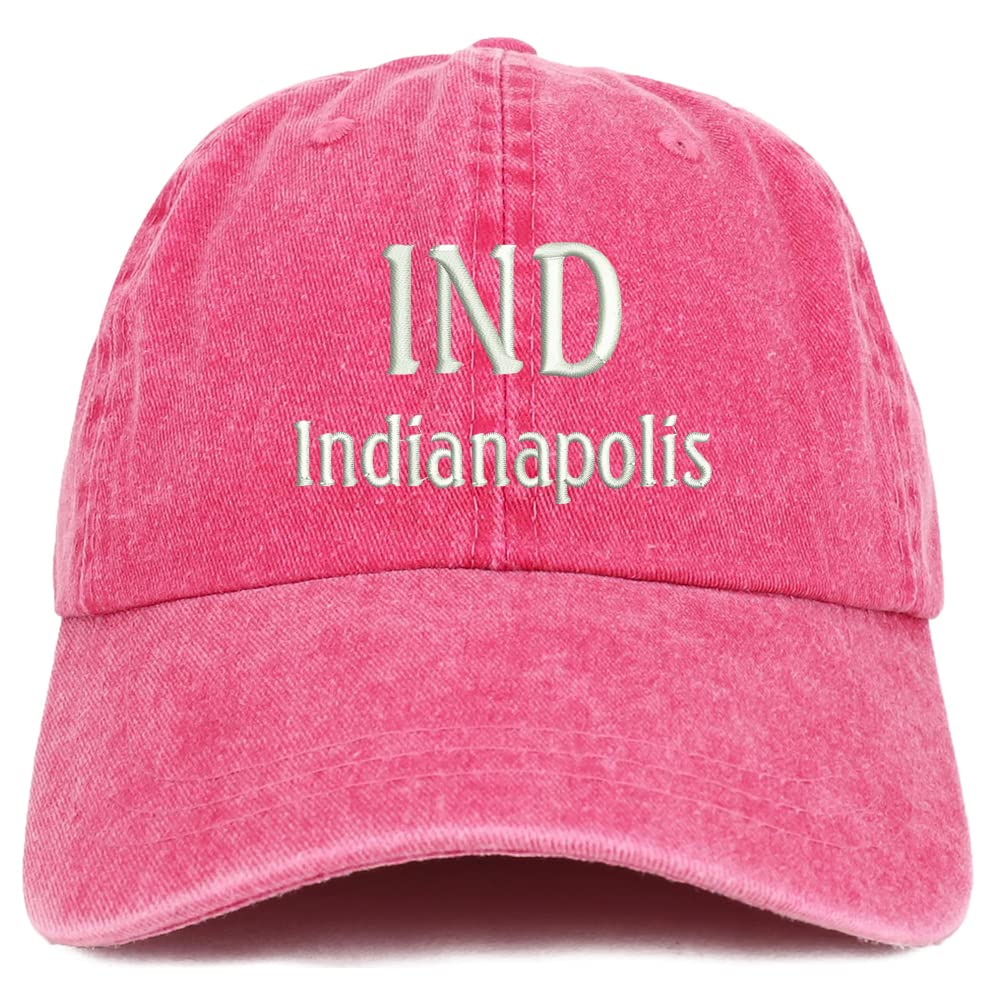 Trendy Apparel Shop IND Indianapolis Embroidered Pigment Dyed Washed Baseball Cap