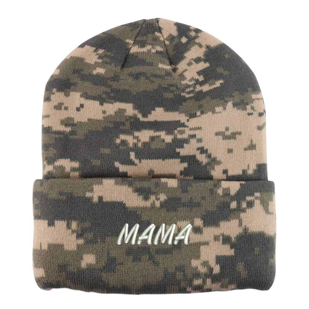 Trendy Apparel Shop Mama Embroidered Made in USA Camo Beanie