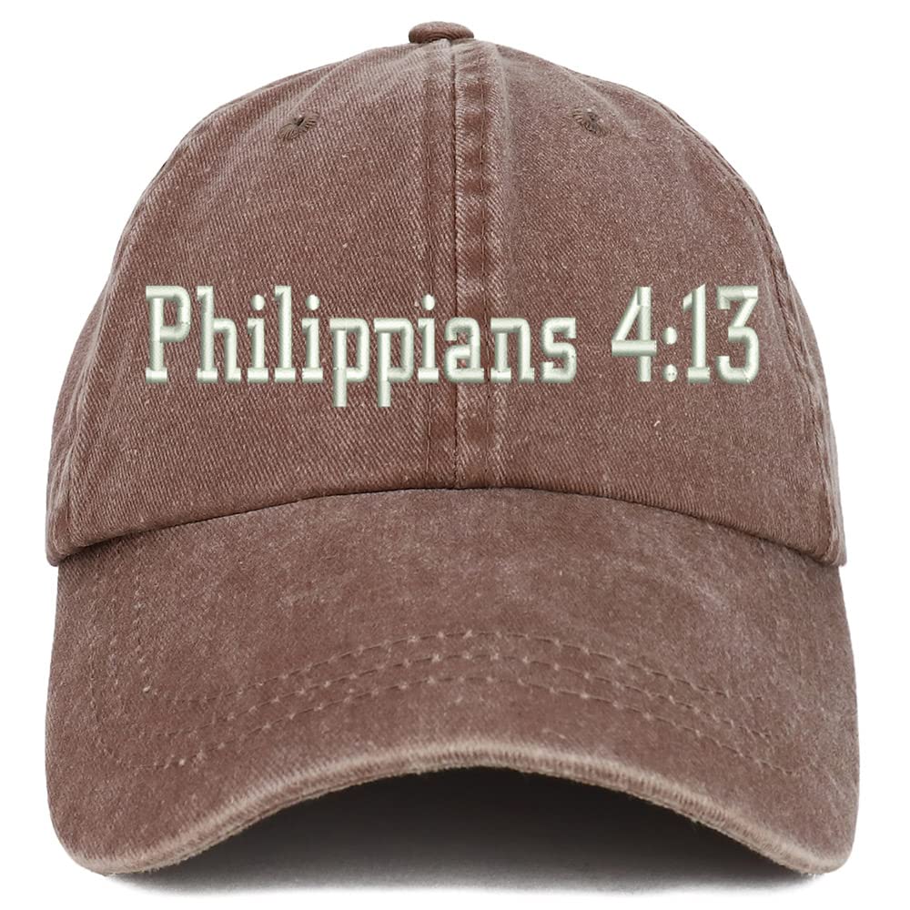 Trendy Apparel Shop Philippians 4:13 Washed Pigment Dyed Baseball Cap