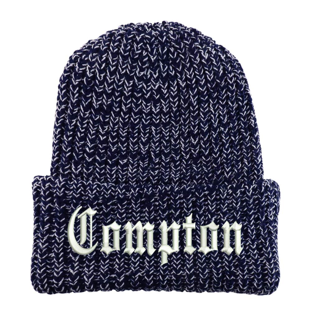 Trendy Apparel Shop Compton City Old English Long Cuffed Thick Ribbed Beanie