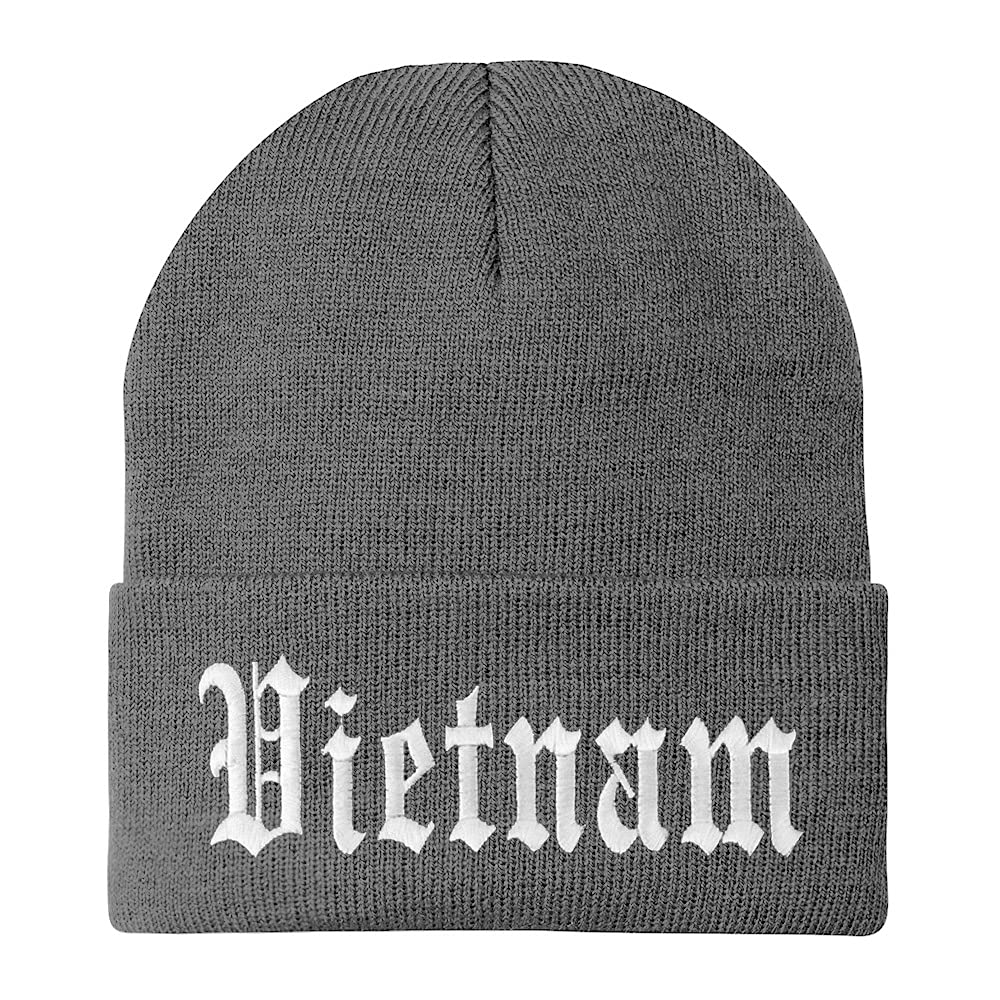 Trendy Apparel Shop Vietnam Old English Embroidered Long Cuff Beanie