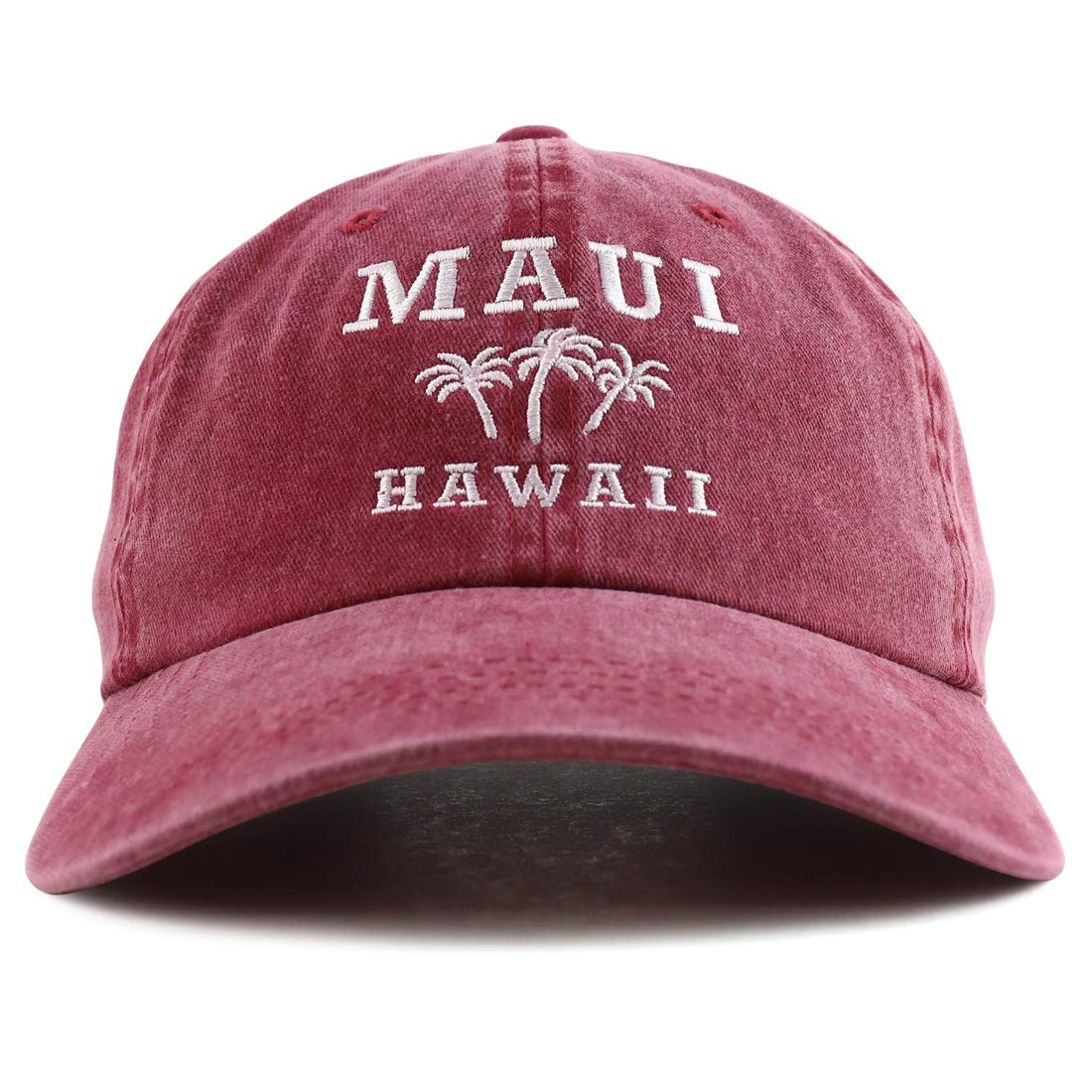 Trendy Apparel Shop Maui Hawaii with Palm Tree Embroidered Unstructured Baseball Cap