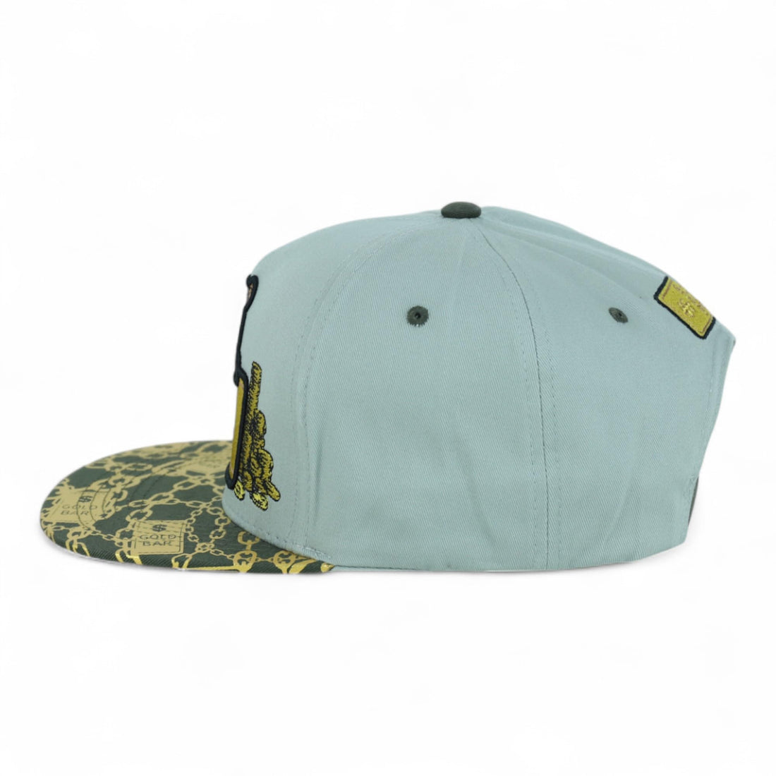 Trendy Apaprel Shop 5 Panel Bear Money Design Embroidered Flatbill Snapback Cap