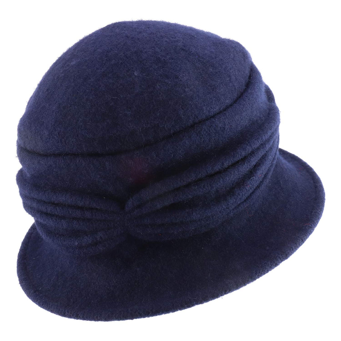 Trendy Apparel Shop Women's Boiled Wool Flowers Accent Ribbed Bucket Cloche Hat