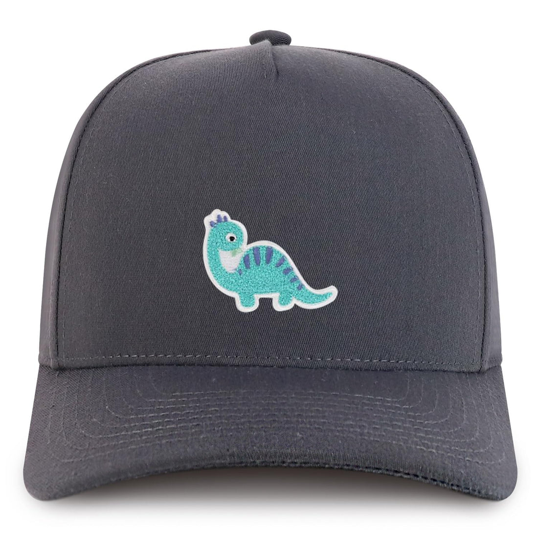 Trendy Apparel Shop Brontosaurus Dinosaurus Patch Cotton 5 Panel Structured Snapback Cap