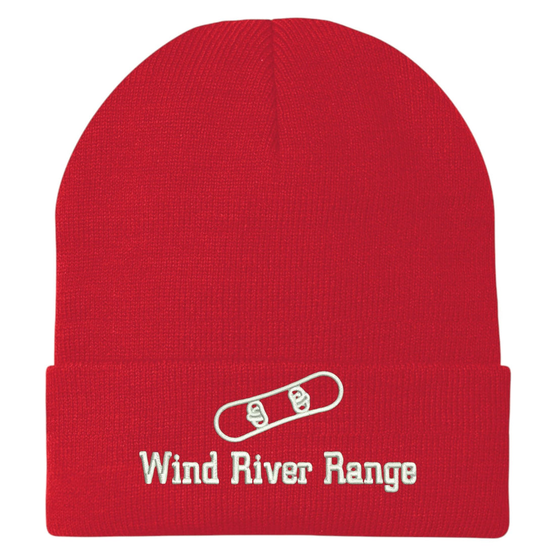 Trendy Apparel Shop Wind River Range Snowboard Logo Embroidered Long Cuff Beanie