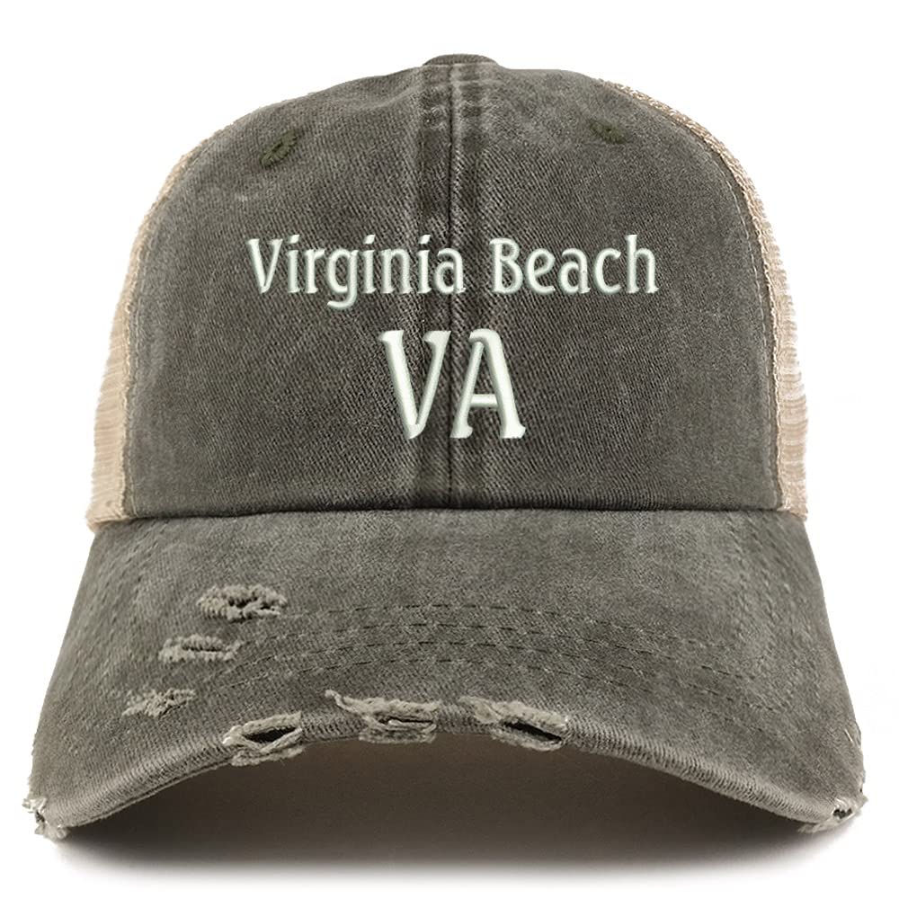 Trendy Apparel Shop Virginia Beach VA Embroidered Frayed Bill Trucker Mesh Back Cap