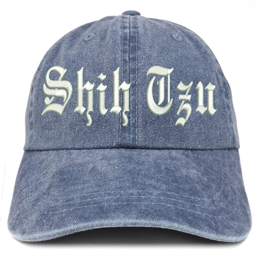 Trendy Apparel Shop Old English Shih Tzu Washed Pigment Dyed Baseball Cap