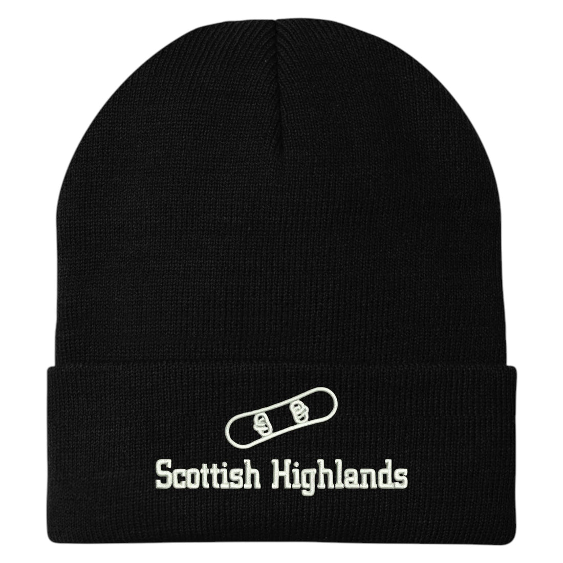 Trendy Apparel Shop Scottish Highlands Snowboard Logo Embroidered Long Cuff Beanie