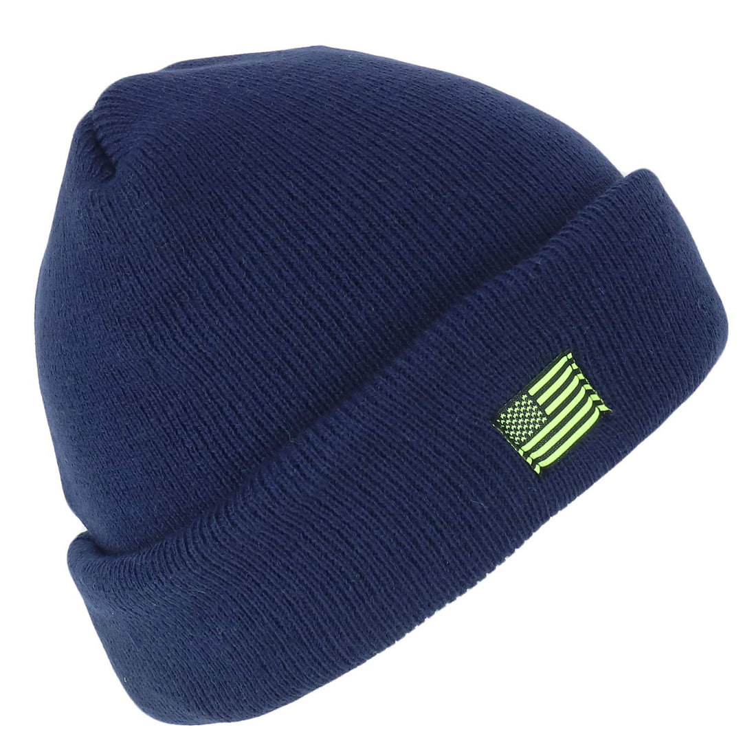 Trendy Apparel Shop Heavy Duty USA Flag Solid Cuffed Beanie with Thinsulate