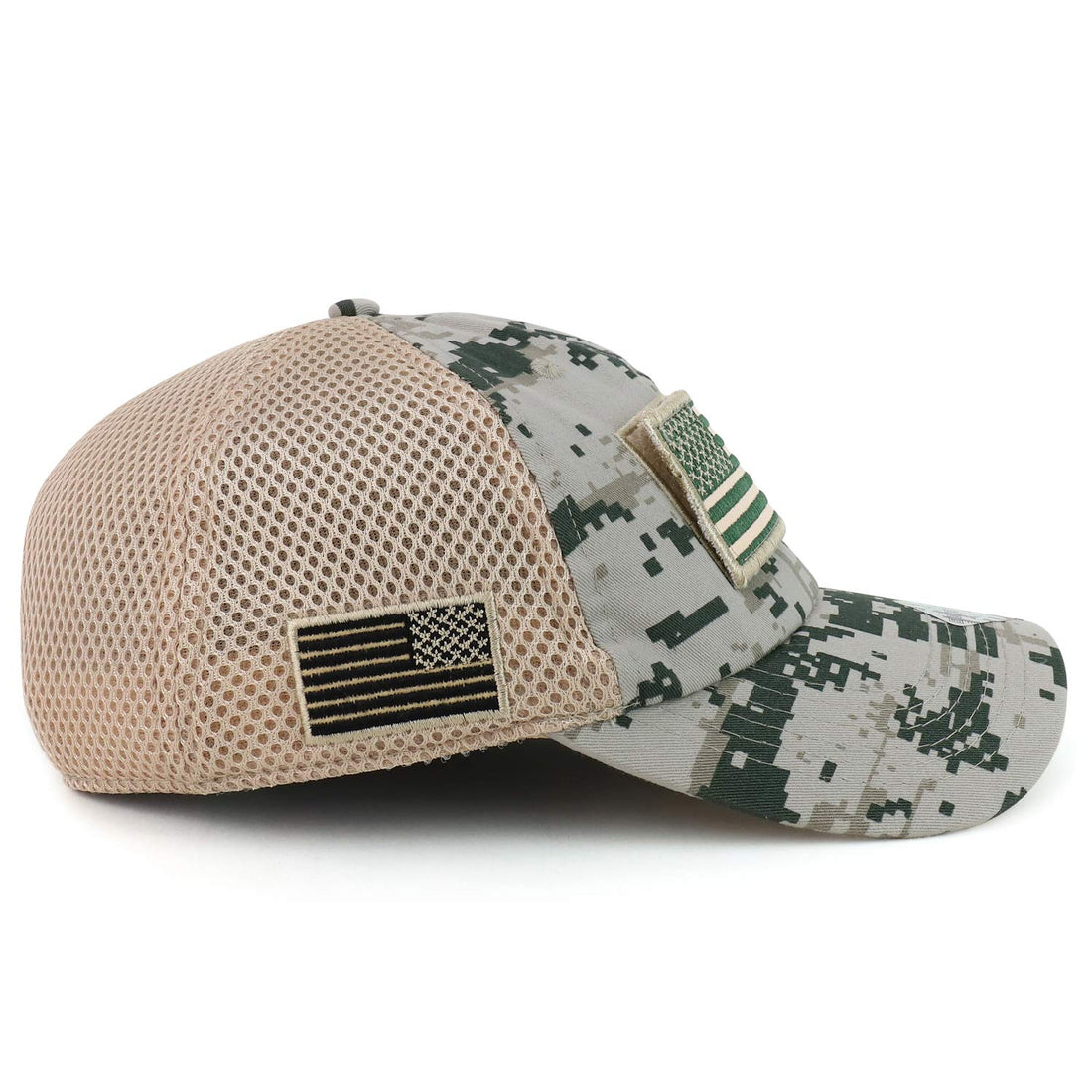 Trendy Apparel Shop Removable Hook and Loop USA Flag Patch Air Mesh Baseball Cap