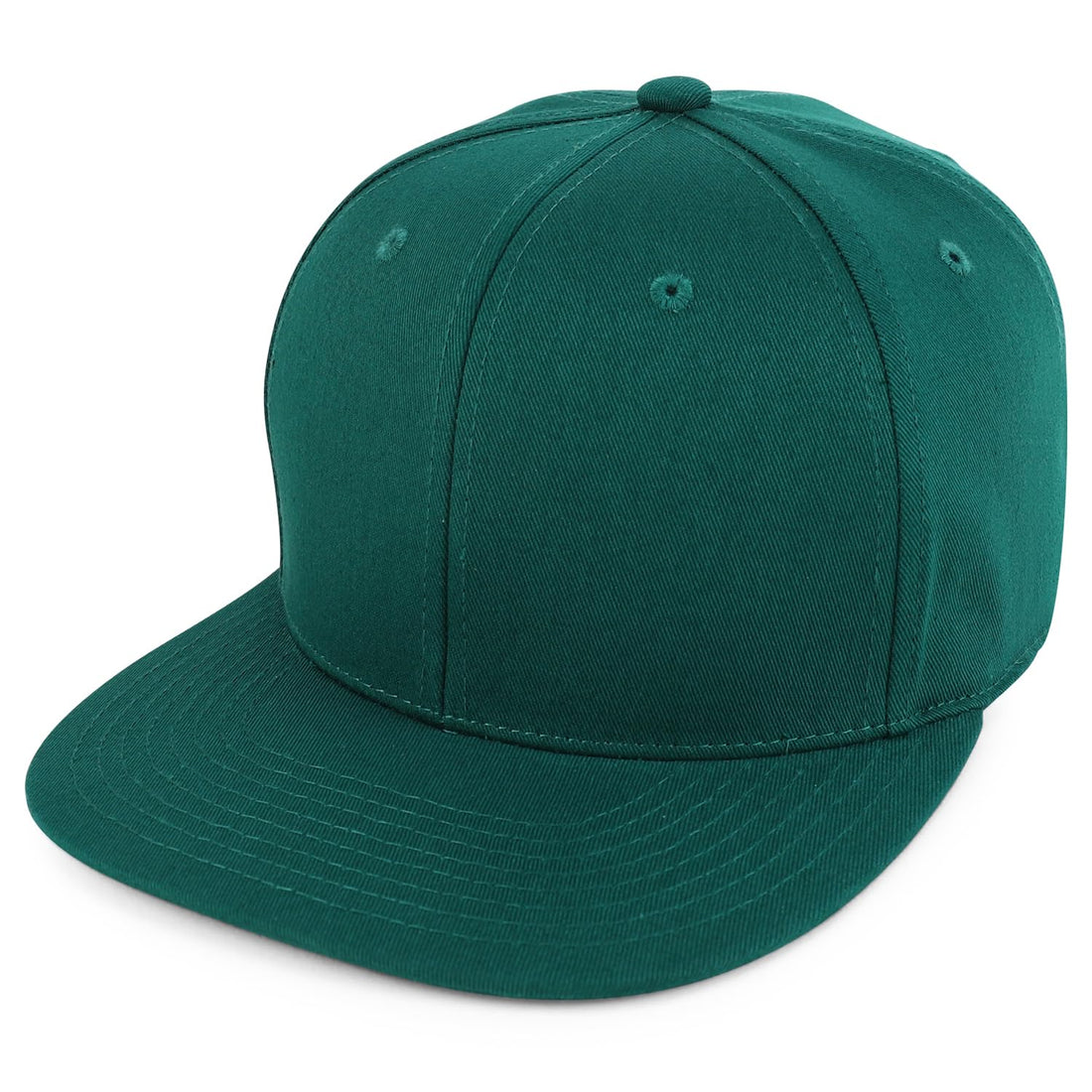 Trendy Apparel Shop 100% Cotton Plain Structured 6 Panels Flatbill Snapback Baseball Cap