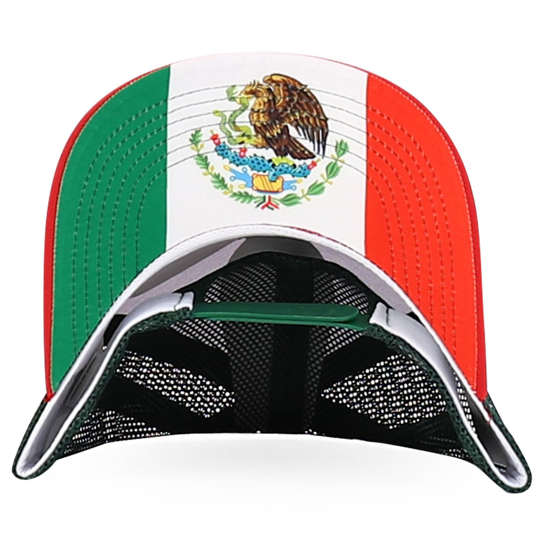 Trendy Apparel Shop 5 Panel Structured Trucker Cap with Mexico Flag Design Undervisor