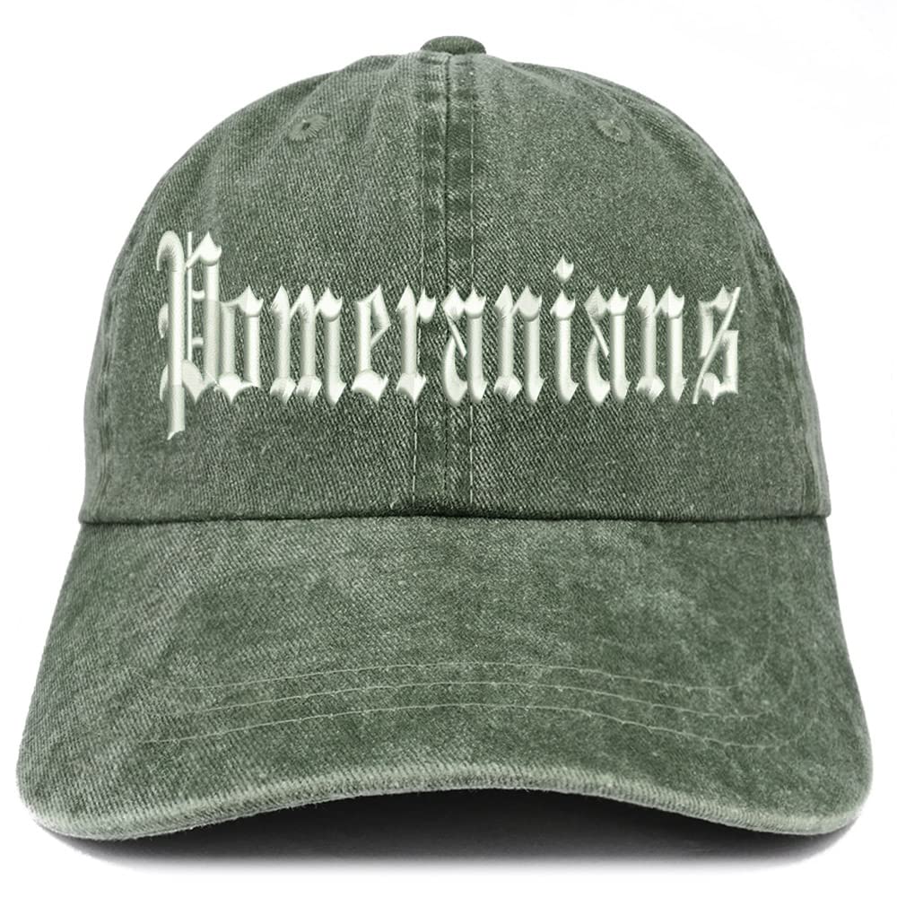 Trendy Apparel Shop Old English Pomeranians Washed Pigment Dyed Baseball Cap