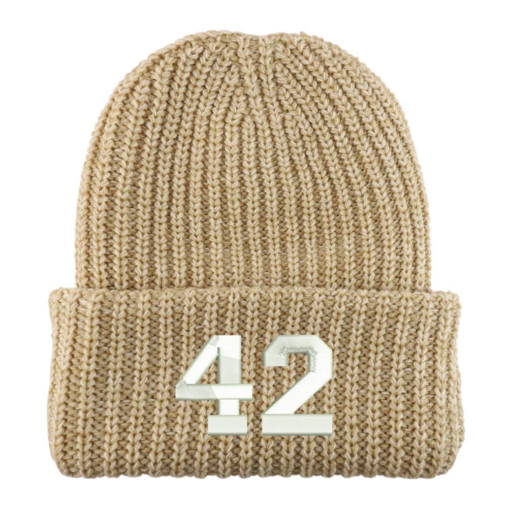 Trendy Apparel Shop Number 42 Collegiate Varsity Long Cuffed Ribbed Beanie