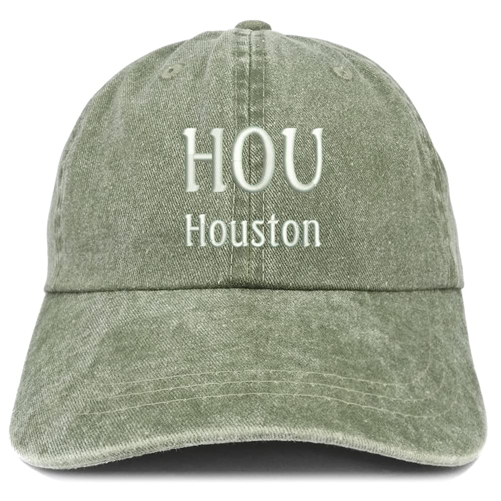 Trendy Apparel Shop HOU Houston Embroidered Pigment Dyed Washed Baseball Cap