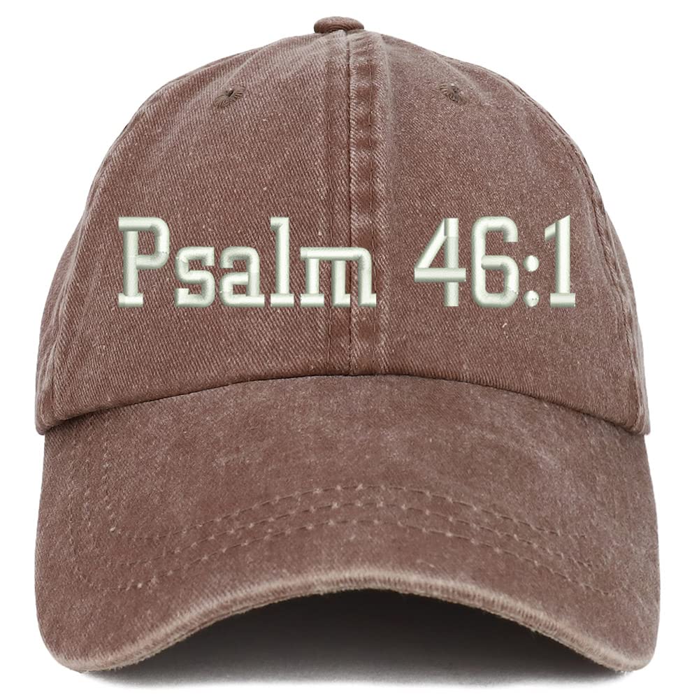 Trendy Apparel Shop Psalm 46:1 Washed Pigment Dyed Baseball Cap