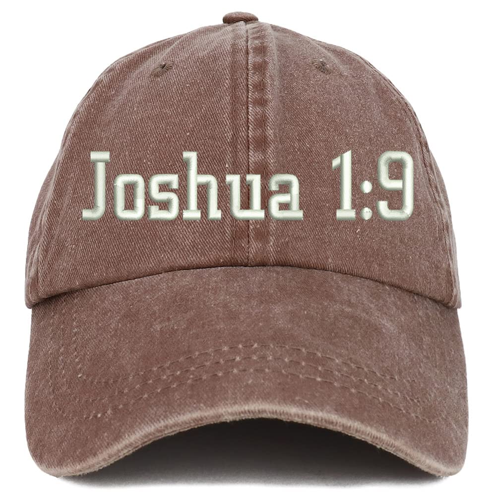 Trendy Apparel Shop Joshua 1:9 Washed Pigment Dyed Baseball Cap