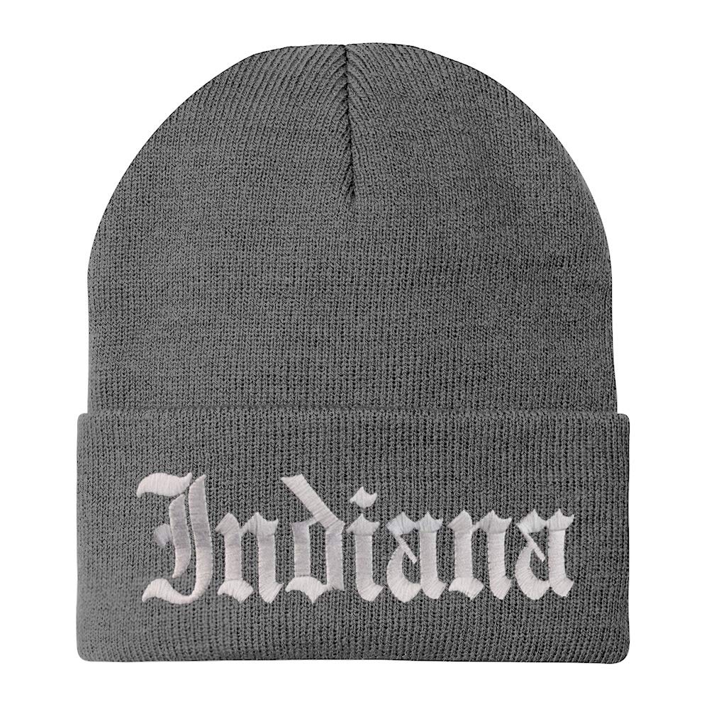 Trendy Apparel Shop Indiana State Old English Embroidered Long Cuff Beanie