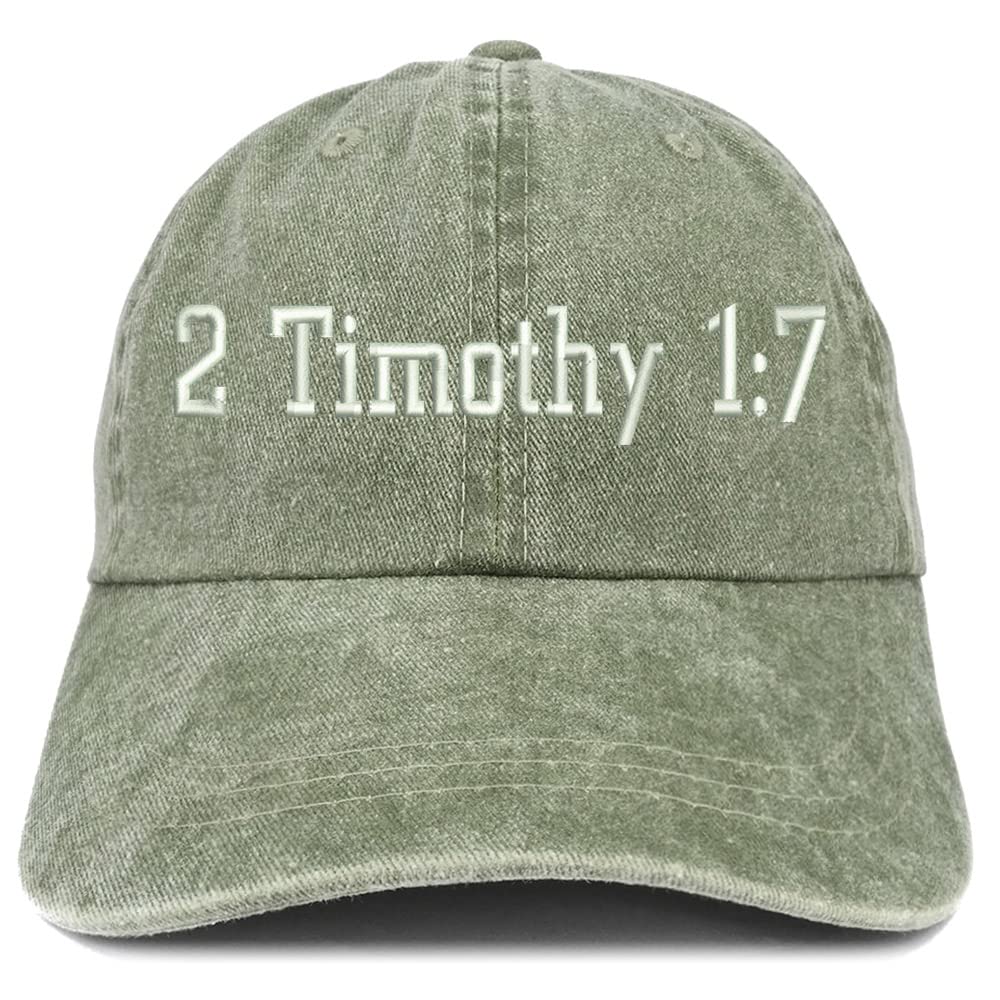 Trendy Apparel Shop 2 Timothy 1: 7 Washed Pigment Dyed Baseball Cap