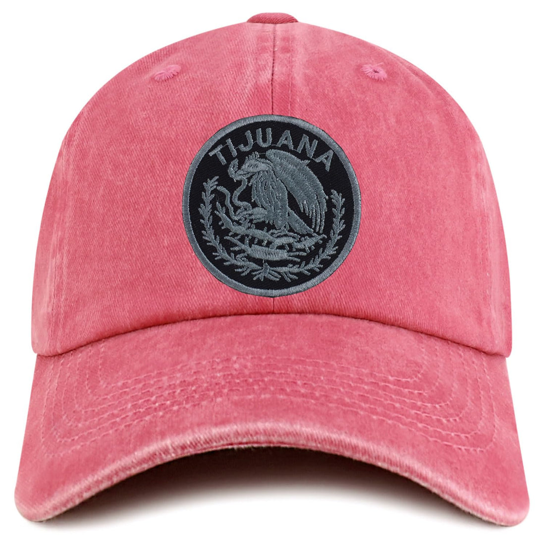 Trendy Apparel Shop Tijuana Mexico Charcoal Embroidered Patch Pigment Dyed Washed Baseball Cap