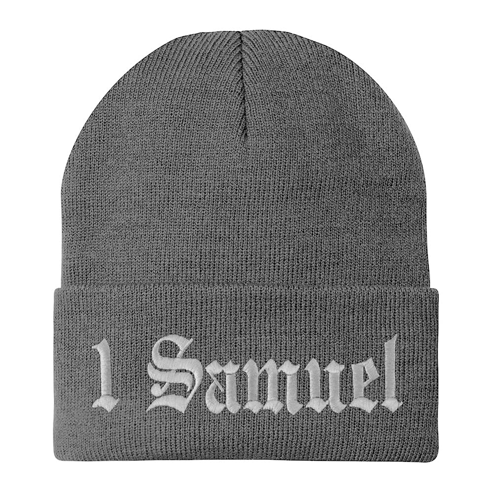 Trendy Apparel Shop 1 Samuel Old English Embroidered Long Cuff Beanie