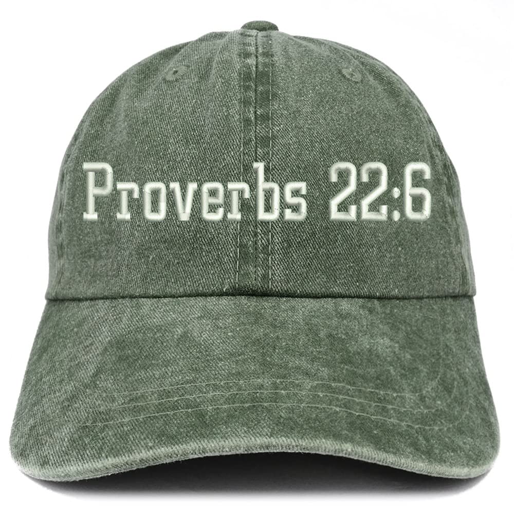 Trendy Apparel Shop Proverbs 22: 6 Washed Pigment Dyed Baseball Cap
