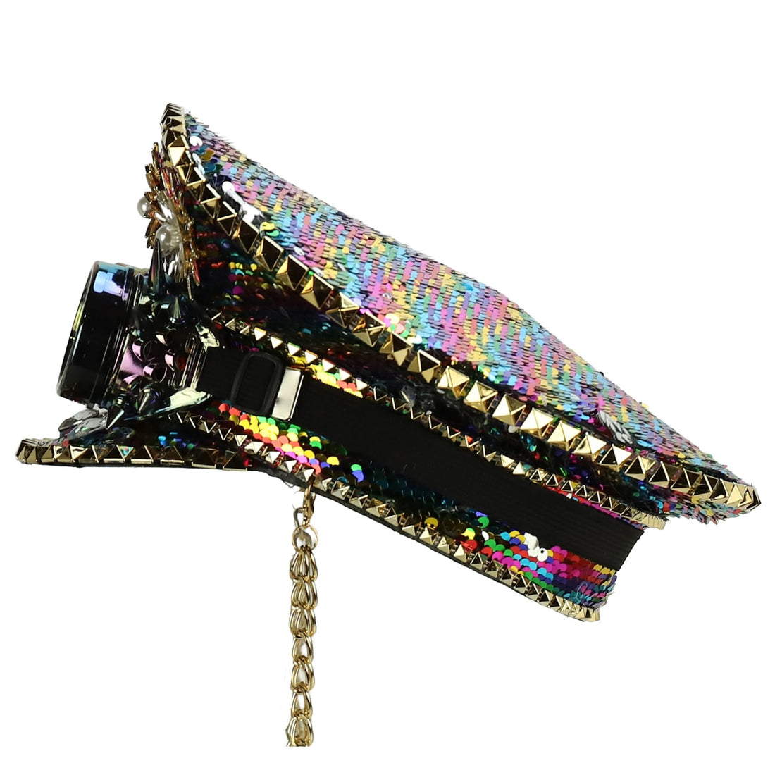 Trendy Apparel Shop Festival Party Sparkly Sequin Rhinestone Captain Hat