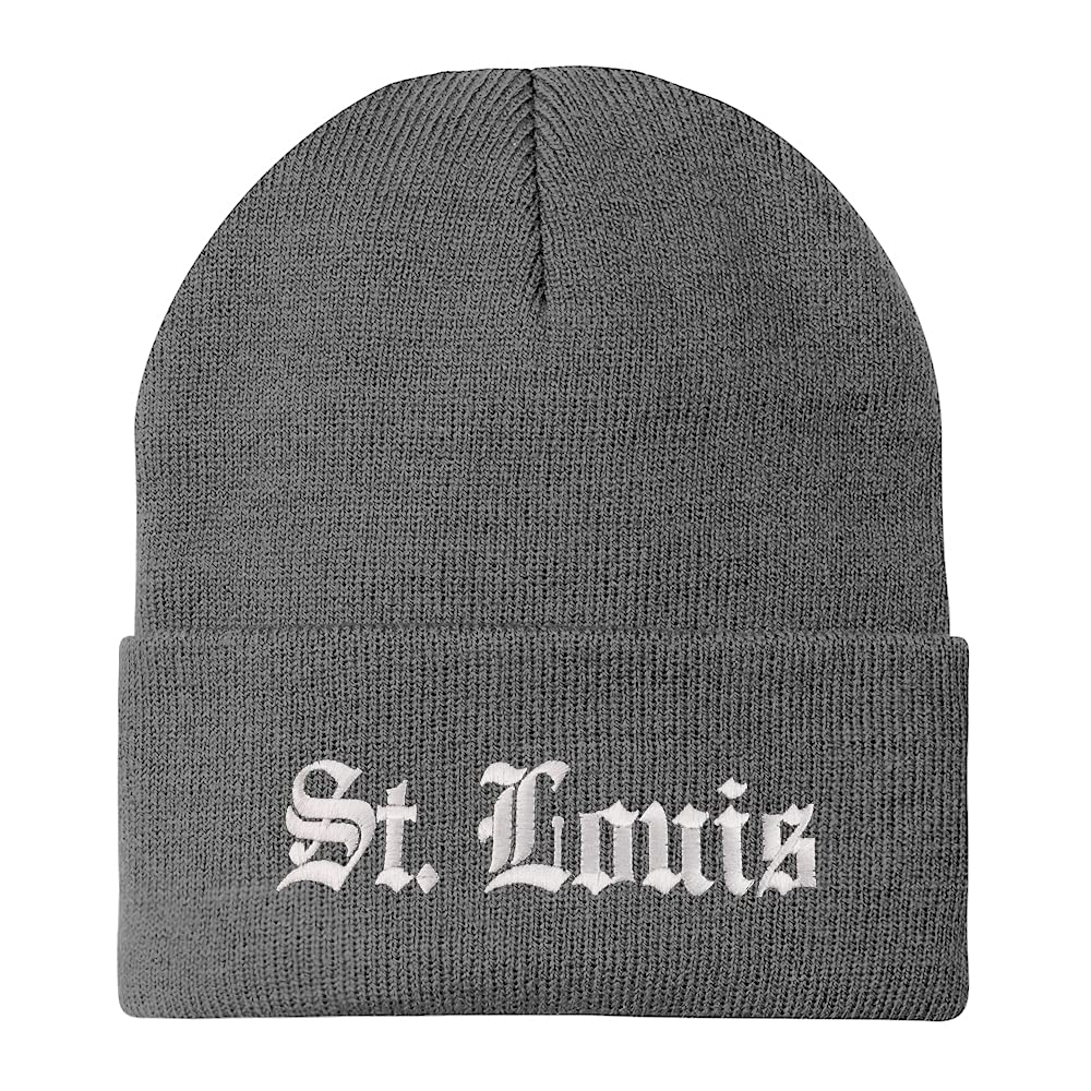 Trendy Apparel Shop St Louis Old English Embroidered Long Cuff Winter Beanie