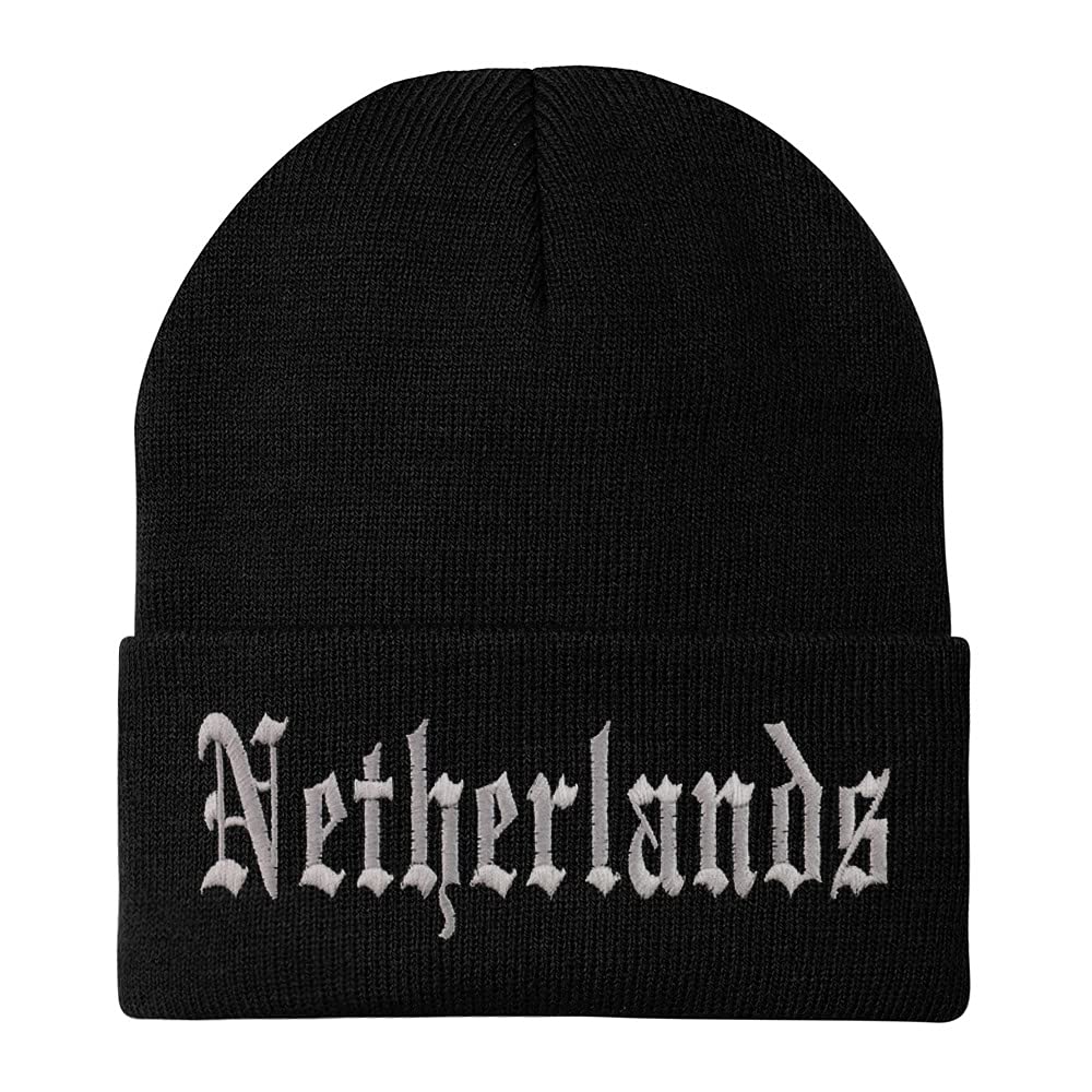 Trendy Apparel Shop Netherlands Old English Embroidered Long Cuff Beanie