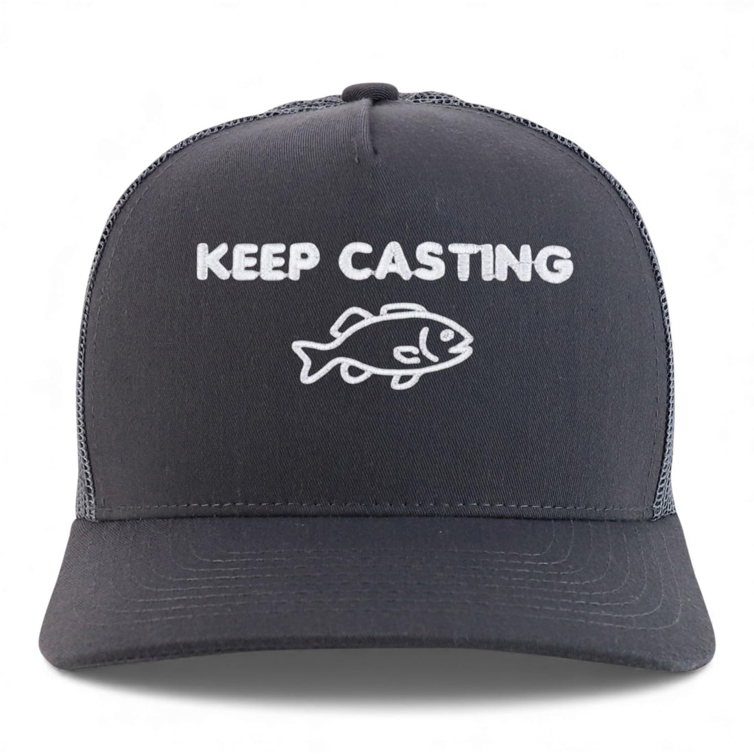 Trendy Apparel Shop Keep Casting Embroidered 5 Panel Snapback Trucker Cap