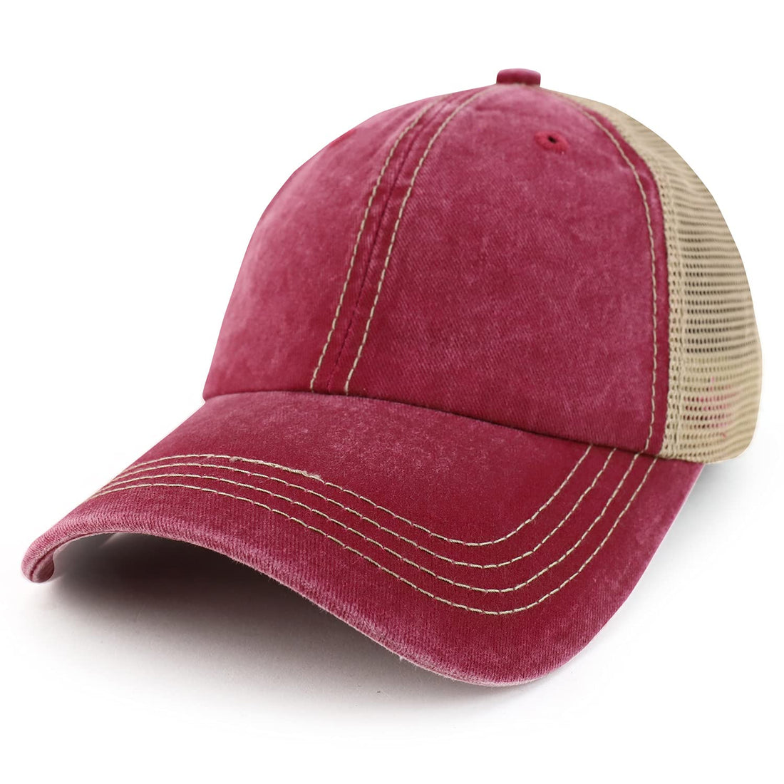 Trendy Apparel Shop Pigment Dyed Front Mesh Back Unstructured Trucker Ball Cap