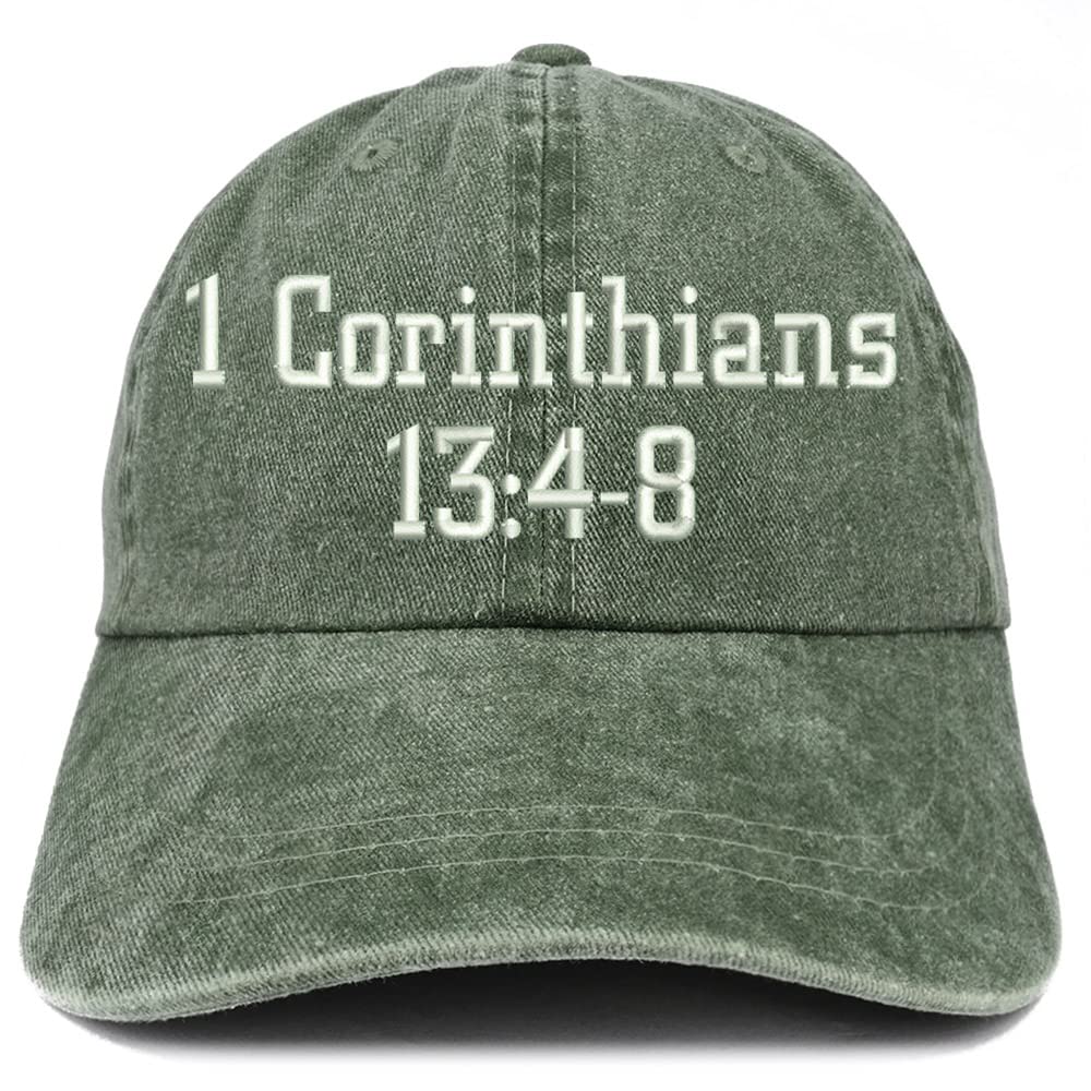 Trendy Apparel Shop 1 Corinthians 13:4-8 Washed Pigment Dyed Baseball Cap