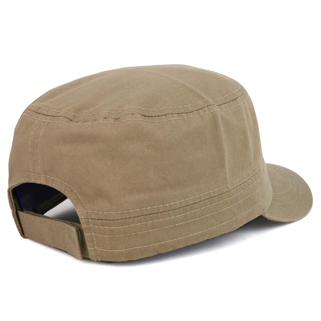 Trendy Apparel Shop Plain Castro Flat Top Style Army Cap with Pocket