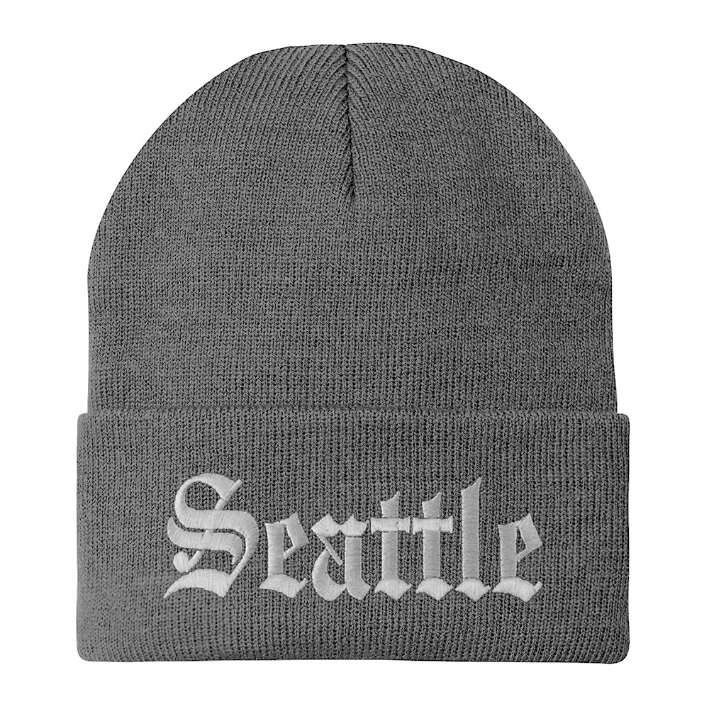 Trendy Apparel Shop Seattle Old English Embroidered Long Cuff Beanie