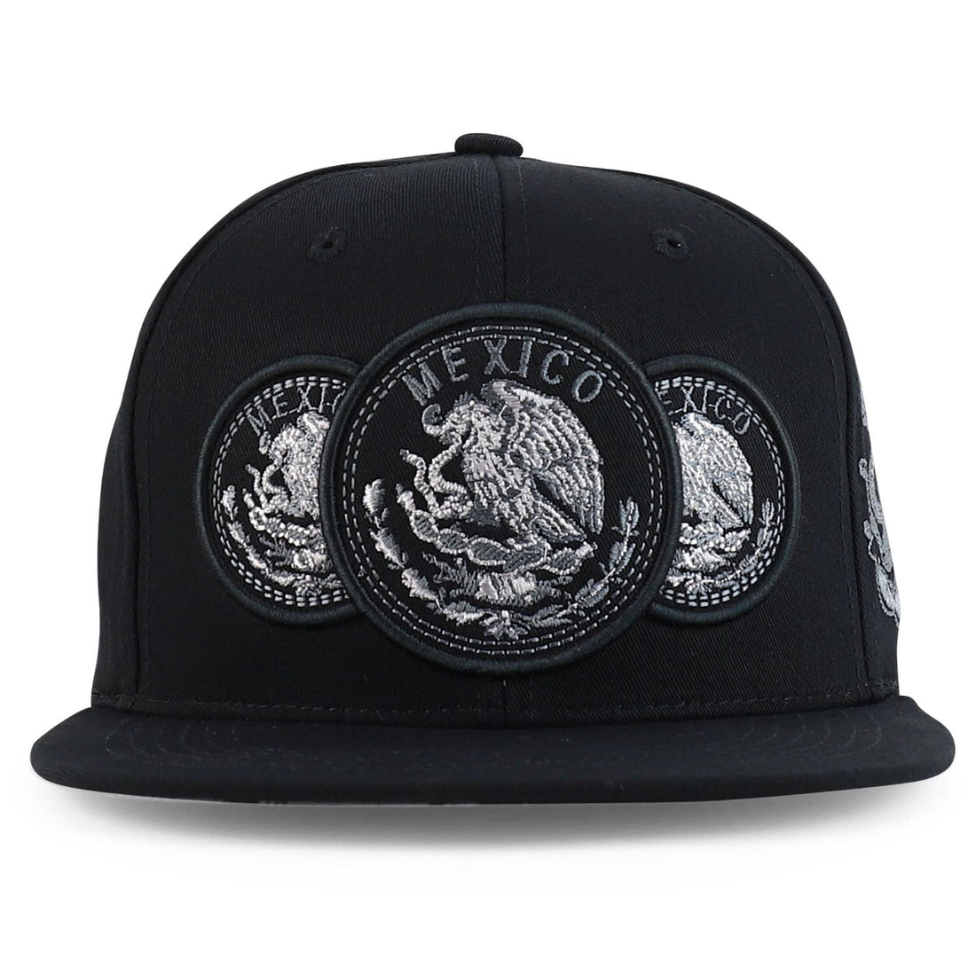 Trendy Apparel Shop Circular Mexico Eagle Embroidered Flatbill Snapback Cap