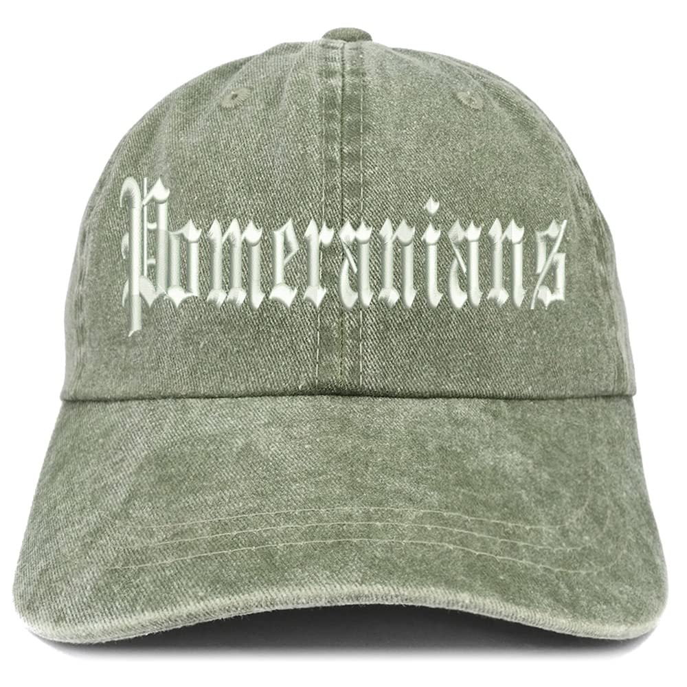 Trendy Apparel Shop Old English Pomeranians Washed Pigment Dyed Baseball Cap